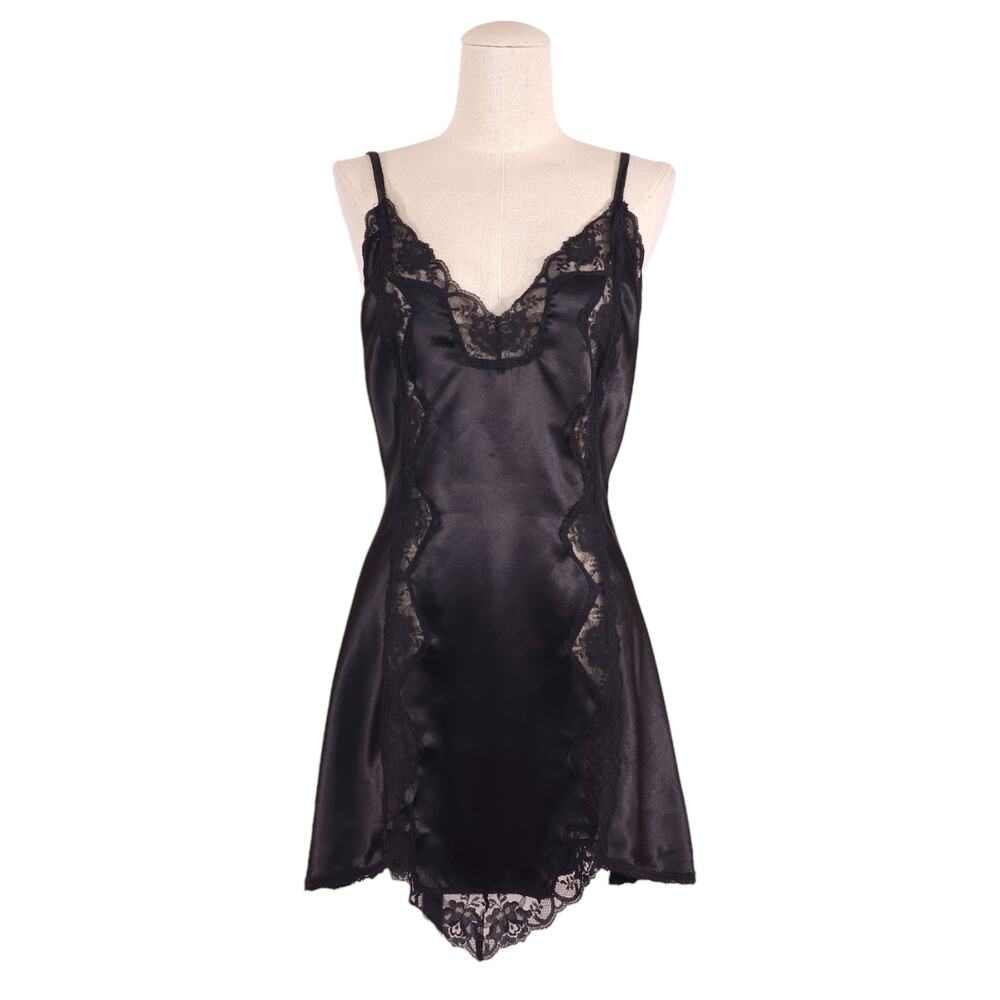 Trashy Lingerie Satin Lace Slip Black Sz Large